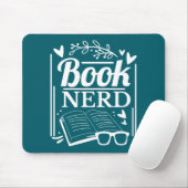Niedlicher Aquamariner Blue Book Nerd Bookworm Mousepad (Mit Mouse)