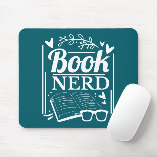 Niedlicher Aquamariner Blue Book Nerd Bookworm Mousepad (Mit Mouse)