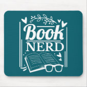 Niedlicher Aquamariner Blue Book Nerd Bookworm Mousepad (Vorne)