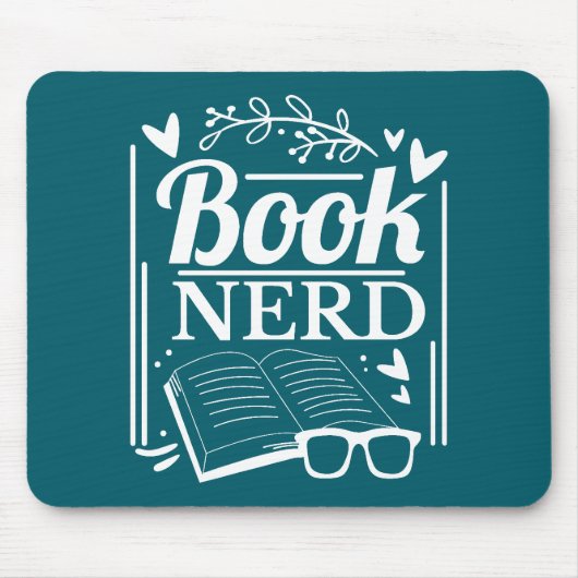 Niedlicher Aquamariner Blue Book Nerd Bookworm Mousepad (Vorne)