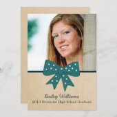 Niedlicher Aquamariner Bow-Abschluss laden Einladung (Vorne/Hinten)