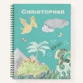 Niedlicher Aquamariner Dinosaurier Notizblock (Vorderseite)