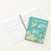 Niedlicher Aquamariner Dinosaurier Notizblock (Innenseite)