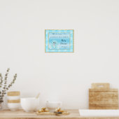 Niedlicher Aquamariner Empfang Poster (Küche)