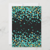 Niedlicher Aquamariner Gold Glitzer Black Confetti Einladung (Rückseite)
