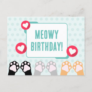Niedlicher Aquamariner Polka Dot Cat bricht glückl Postkarte