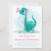 Niedlicher Aquamariner Rosa Dinosaurier 2. Geburts (Vorderseite)