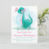 Niedlicher Aquamariner Rosa Dinosaurier 2. Geburts (Stehend Vorderseite)