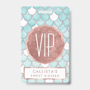 Niedlicher Aquamariner rosa Glitzer Wasserfarbe Me Ausweis