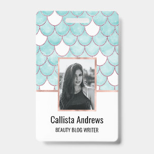 Niedlicher Aquamariner rosa Glitzer Wasserfarbe Me Ausweis