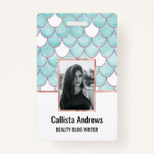 Niedlicher Aquamariner rosa Glitzer Wasserfarbe Me Ausweis (Vorderseite)