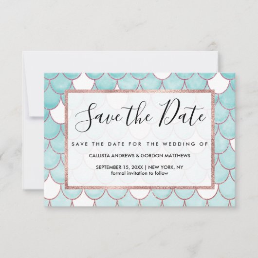Niedlicher Aquamariner rosa Glitzer Wasserfarbe Me Save The Date (Vorderseite)