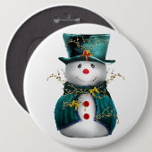 Niedlicher Aquamariner Snowman Weihnachtsknopf Button (Vorne & Hinten)