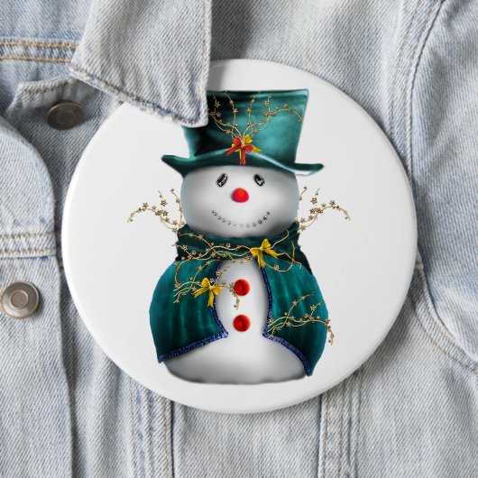 Niedlicher Aquamariner Snowman Weihnachtsknopf Button (Beispiel)