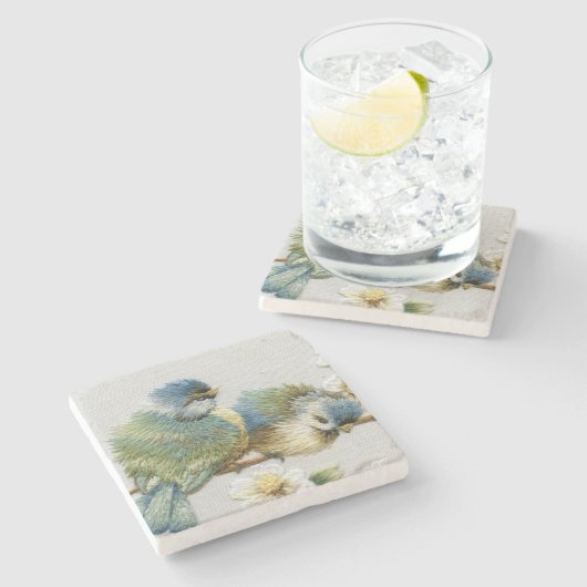 niedlicher aquamariner tadelloser grüner steinuntersetzer (Seitenansicht)