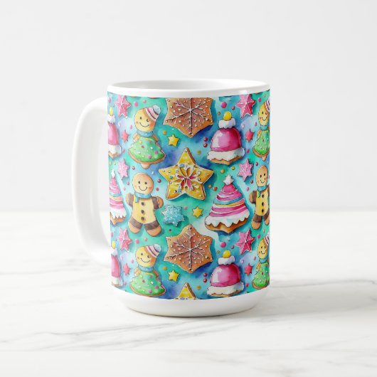 Niedlicher Aquarell Cartoon Lebkuchen Cookie Kaffeetasse (Vorderseite Links)