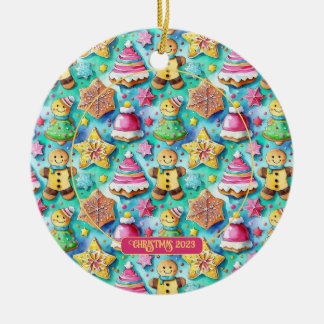 Niedlicher Aquarell Cartoon Lebkuchengebäck Foto Keramik Ornament
