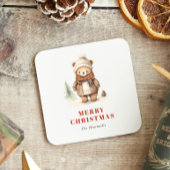 Niedlicher Aquarellbär Frohe Weihnachtsfeiertage Rechteckiger Pappuntersetzer