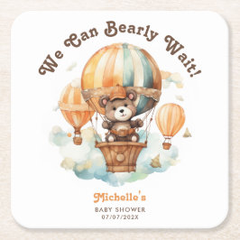 Niedlicher Aquarellbär mit Balloons Babydusche Rechteckiger Pappuntersetzer