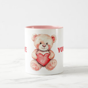 niedlicher Aquarellbär mit rotem Cartoon Zweifarbige Tasse