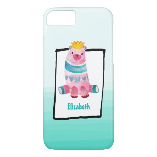 Niedlicher Aquarellbär Personalisiert Case-Mate iPhone Hülle (Rückseite)