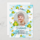 Niedlicher Aquarellfrosch 1. Geburtstag Einladung (Vorne/Hinten)