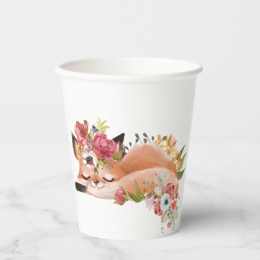 Niedlicher Aquarellfuchs Pappbecher (Vorderseite)