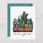 Niedlicher Aquarellgarten in schöner Baumkronen Postkarte (Vorne/Hinten)