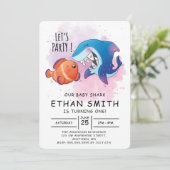 Niedlicher Aquarellhai zum Geburtstag Einladung (Stehend Vorderseite)