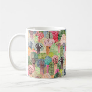 Niedlicher Aquarellhintergrund Kinderwaldnaht Kaffeetasse