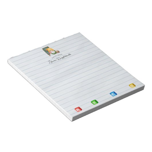 Niedlicher Aquarelllehrer mit ABCD-Cubase Notizblock (angewinkelt)