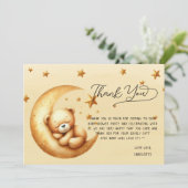 Niedlicher Aquarellschläfer auf Mond Babydusche Dankeskarte (Stehend Vorderseite)
