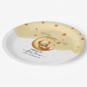 Niedlicher Aquarellschläfer auf Mond Babydusche Pappteller (Schrägansicht)