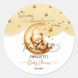Niedlicher Aquarellschläfer auf Mond Babydusche Runder Aufkleber