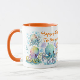 Niedlicher Aquarelltopus Zwei Tonerde Orange Tasse