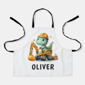 Niedlicher Arbeiter Dinosaurier auf einem Bagger Schürze (Vorderseite)