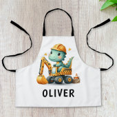 Niedlicher Arbeiter Dinosaurier auf einem Bagger Schürze