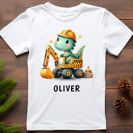 Niedlicher Arbeiter Dinosaurier auf einem Bagger T-Shirt