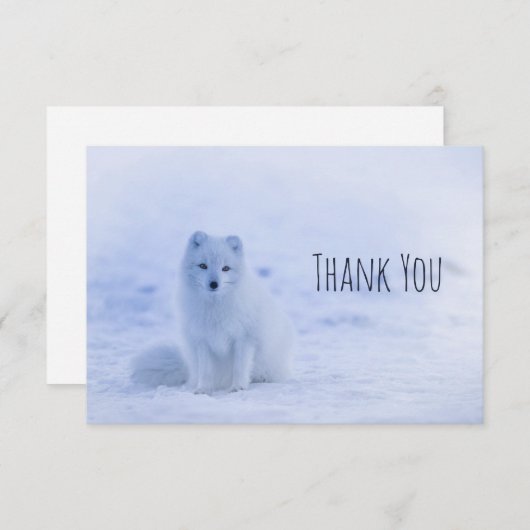 Niedlicher arctic Fox Snowy Winter Hintergrund Dan Dankeskarte (Vorne/Hinten)