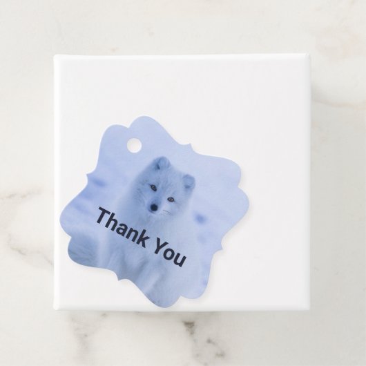 Niedlicher arktischer Fox auf Schnee Danke Geschenkanhänger (Beispiel)