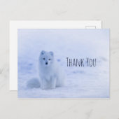 Niedlicher arktischer Fox auf Schnee Danke Postkarte (Vorne/Hinten)