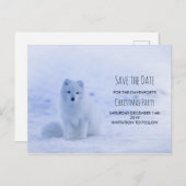 Niedlicher arktischer Fox auf Schnee Save the Date Postkarte (Vorne/Hinten)