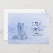 Niedlicher arktischer Fox im Hintergrund des schne Postkarte (Vorne/Hinten)