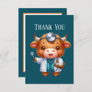 Niedlicher Arzt die Meldung Highland Kuh Dankeskarte