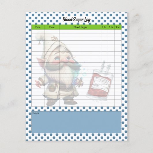 Niedlicher Arzt Gnome Blutzuckerprotokoll (Vorderseite)