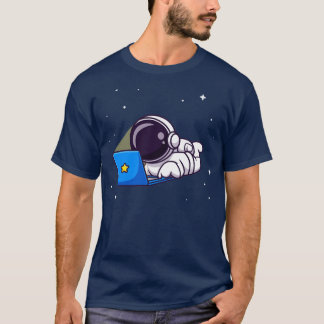 Niedlicher Astronaut auf Laptop-Cartoon2 T-Shirt