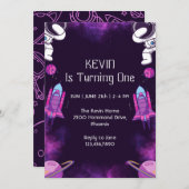 Niedlicher Astronaut Einladung zum ersten Geburtst (Vorne/Hinten)