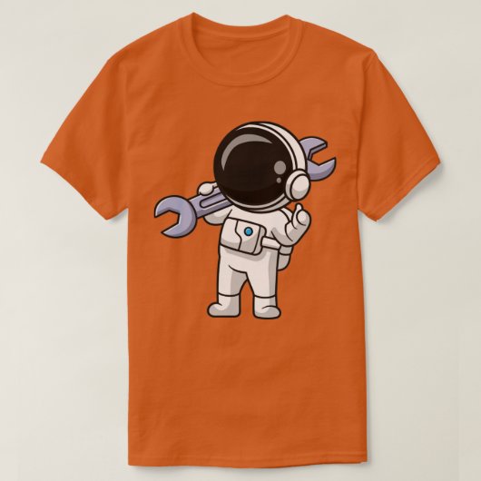 Niedlicher Astronaut Holdingfranz. Cartoon T-Shirt (Design vorne)