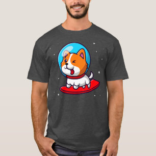 Niedlicher Astronaut im Weltraum-Cartoon surfen T-Shirt