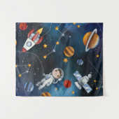 Niedlicher Astronaut im Weltraum-Kinderzimmer Wandteppich (Vorderseite (Horizontal))